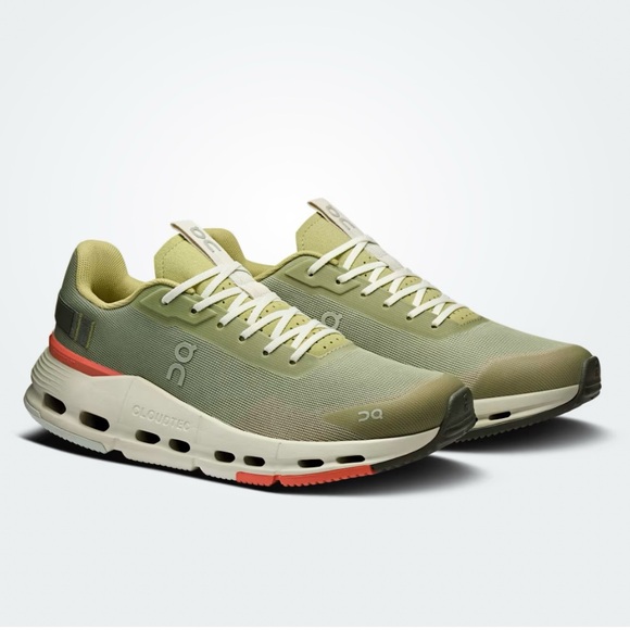 On Running Shoes - On Running Women’s Cloudnova Form 2 Lace-Up Sneakers in Chalk / Salmon Size 8